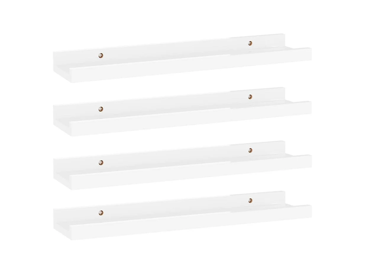 Étagères murales 4 pcs Blanc brillant 40x9x3