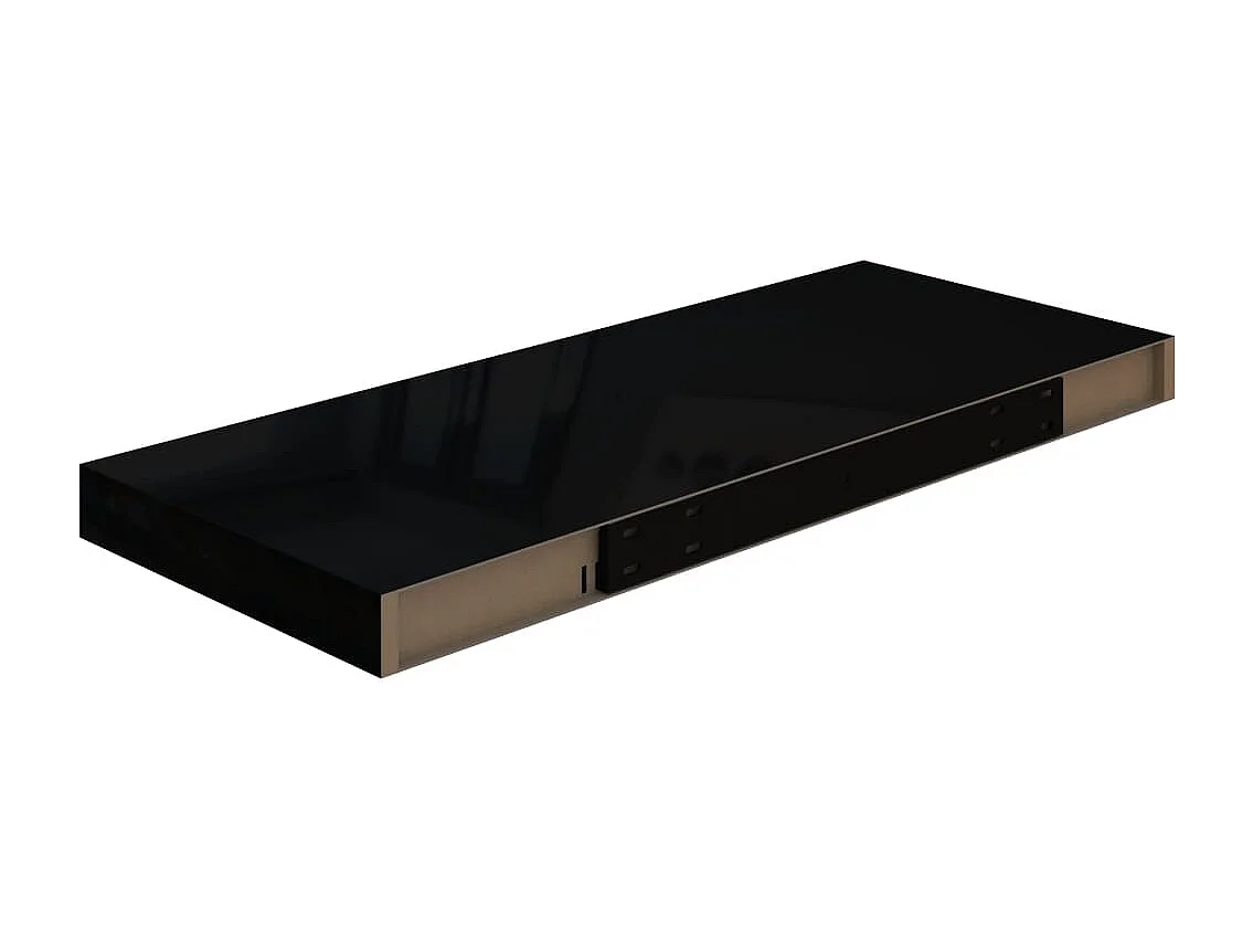 Étagère murale flottante Noir brillant 60x23,5x3,8 MDF