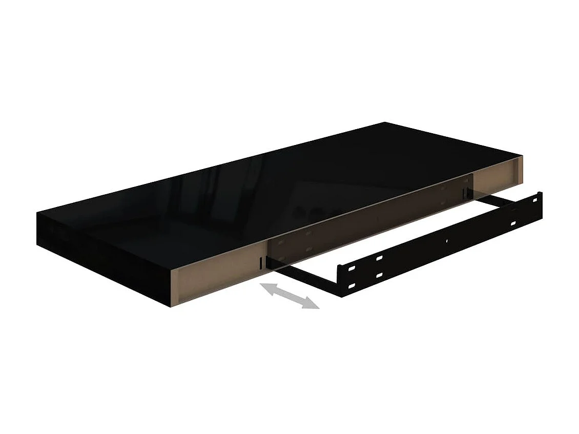 Étagère murale flottante Noir brillant 60x23,5x3,8 MDF