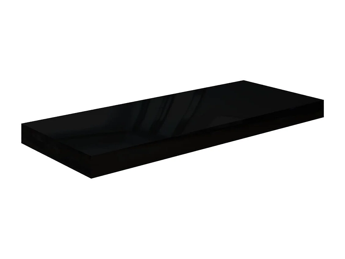 Étagère murale flottante Noir brillant 60x23,5x3,8 MDF