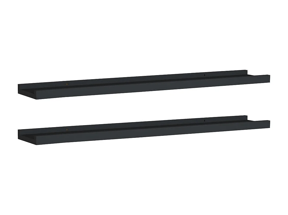 Étagères à rebord pour cadre photo 2 pcs Noir 80x9x3 MDF