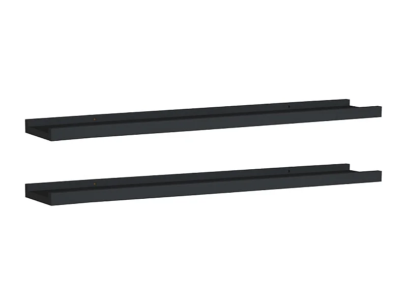 Étagères à rebord pour cadre photo 2 pcs Noir 80x9x3 MDF