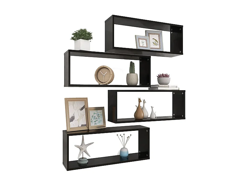 Étagères cube murales 4 pcs Noir 60x15x23