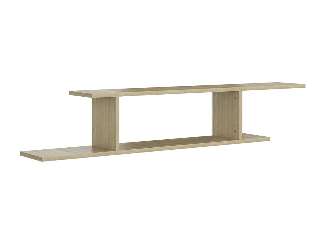 Étagère TV murale en bois Nokiz L125xH23xP18 - Adaptez à vos besoins-Chêne clair