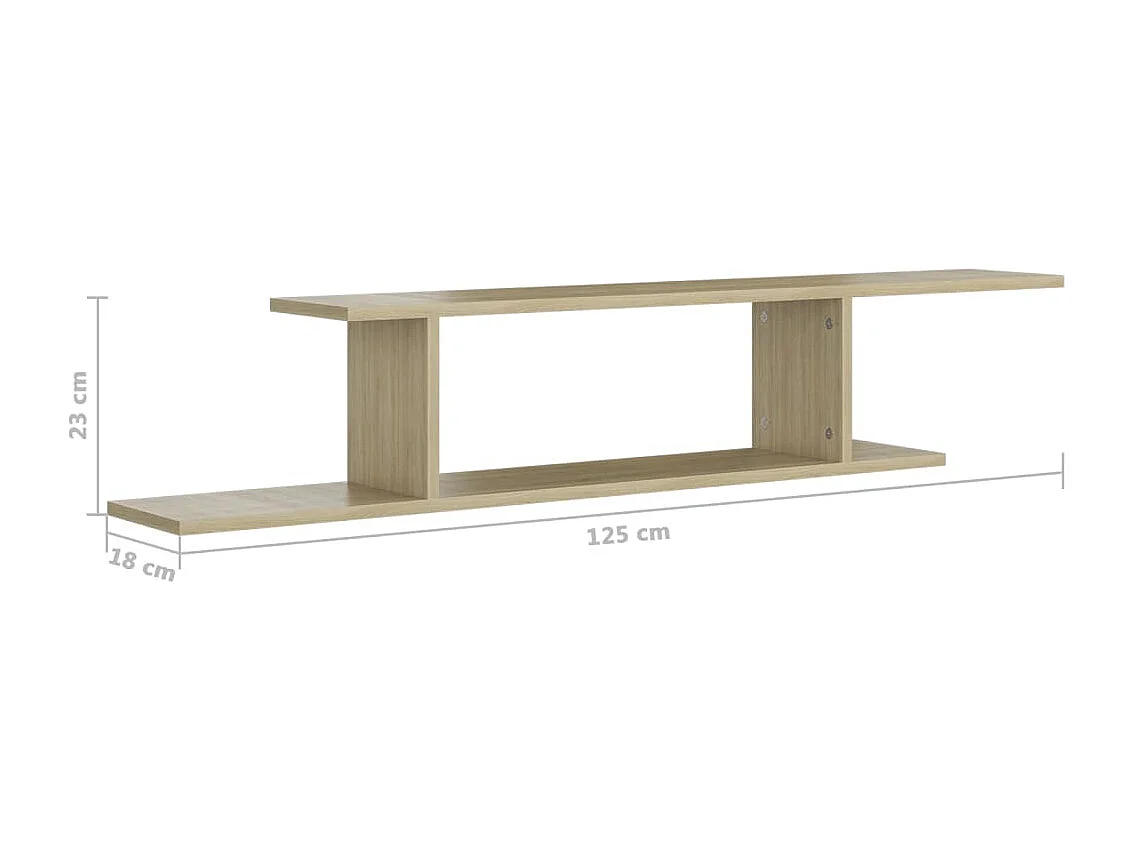 Étagère TV murale en bois Nokiz L125xH23xP18 - Adaptez à vos besoins-Chêne clair