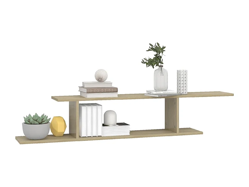 Étagère TV murale en bois Nokiz L125xH23xP18 - Adaptez à vos besoins-Chêne clair