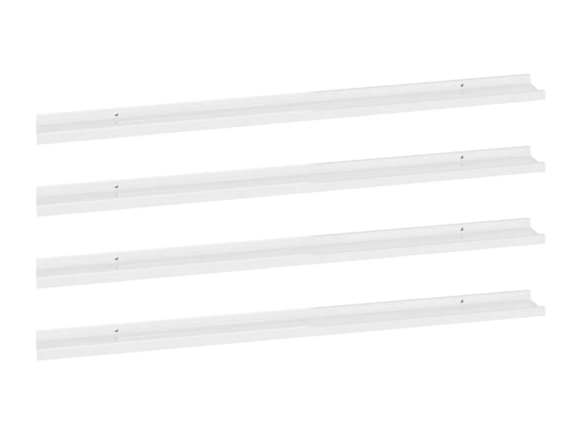 Étagères murales 4 pcs Blanc brillant 115x9x3