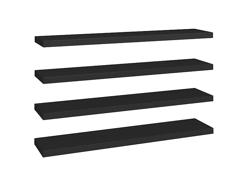 Étagères murales flottantes 4 pcs Noir 120x23,5x3,8 MDF