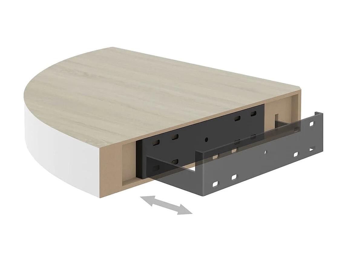 Étagère d'angle murale Chêne et blanc 25x25x3,8 MDF