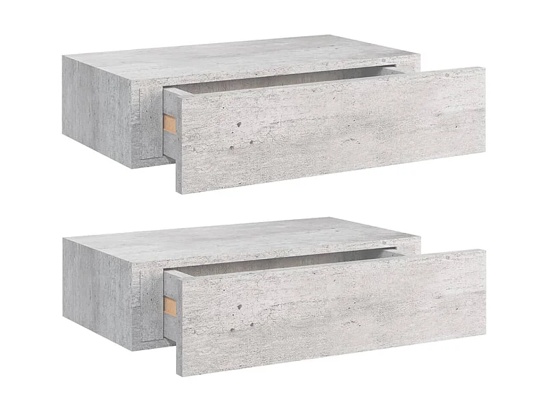 Étagères à tiroir murales 2 pcs Gris béton 40x23,5x10 MDF