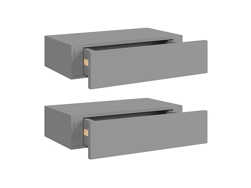 Étagères à tiroirs murales 2 pcs Gris 40x23,5x10 MDF