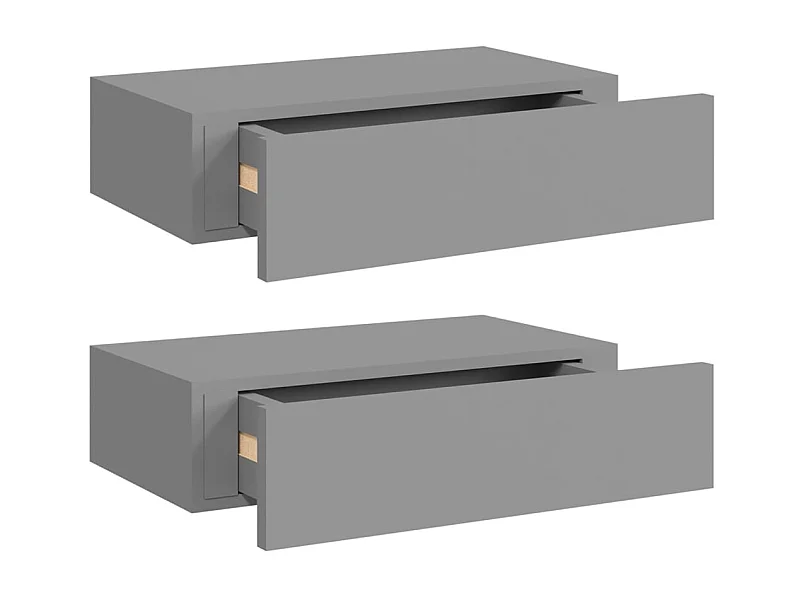 Étagères à tiroirs murales 2 pcs Gris 40x23,5x10 MDF