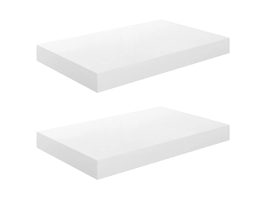 Étagère murale flottante 2 pcs Blanc brillant 40x23x3,8 MDF