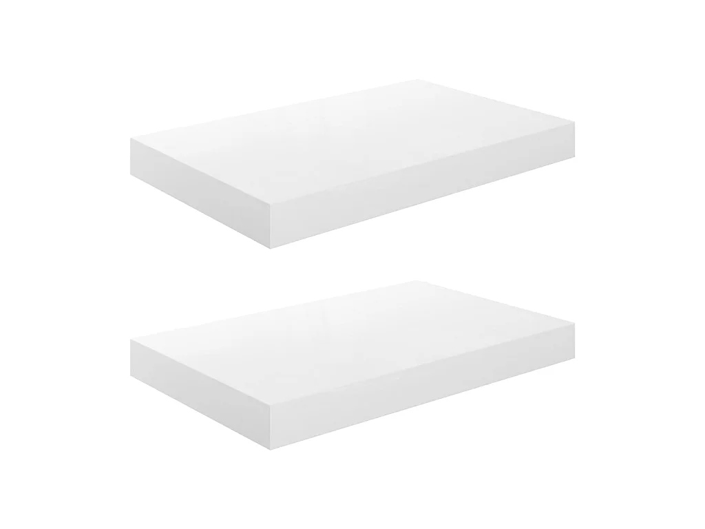 Étagère murale flottante 2 pcs Blanc brillant 40x23x3,8 MDF
