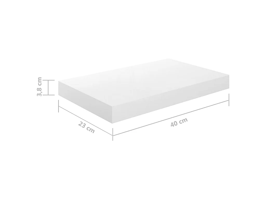 Étagère murale flottante 2 pcs Blanc brillant 40x23x3,8 MDF