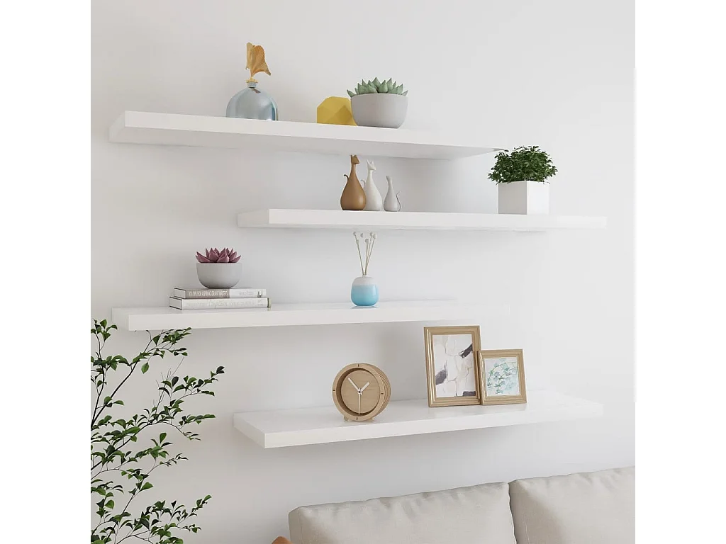Étagères flottantes 4 pcs Chêne et blanc 100x23,5x3,8 MDF