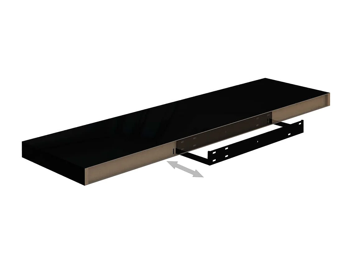 Étagère murale flottante 4 pcs Noir brillant 90x23,5x3,8 MDF