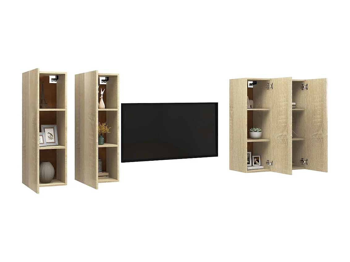 Etagère murale 4 pcs Chêne sonoma 30,5x30x90