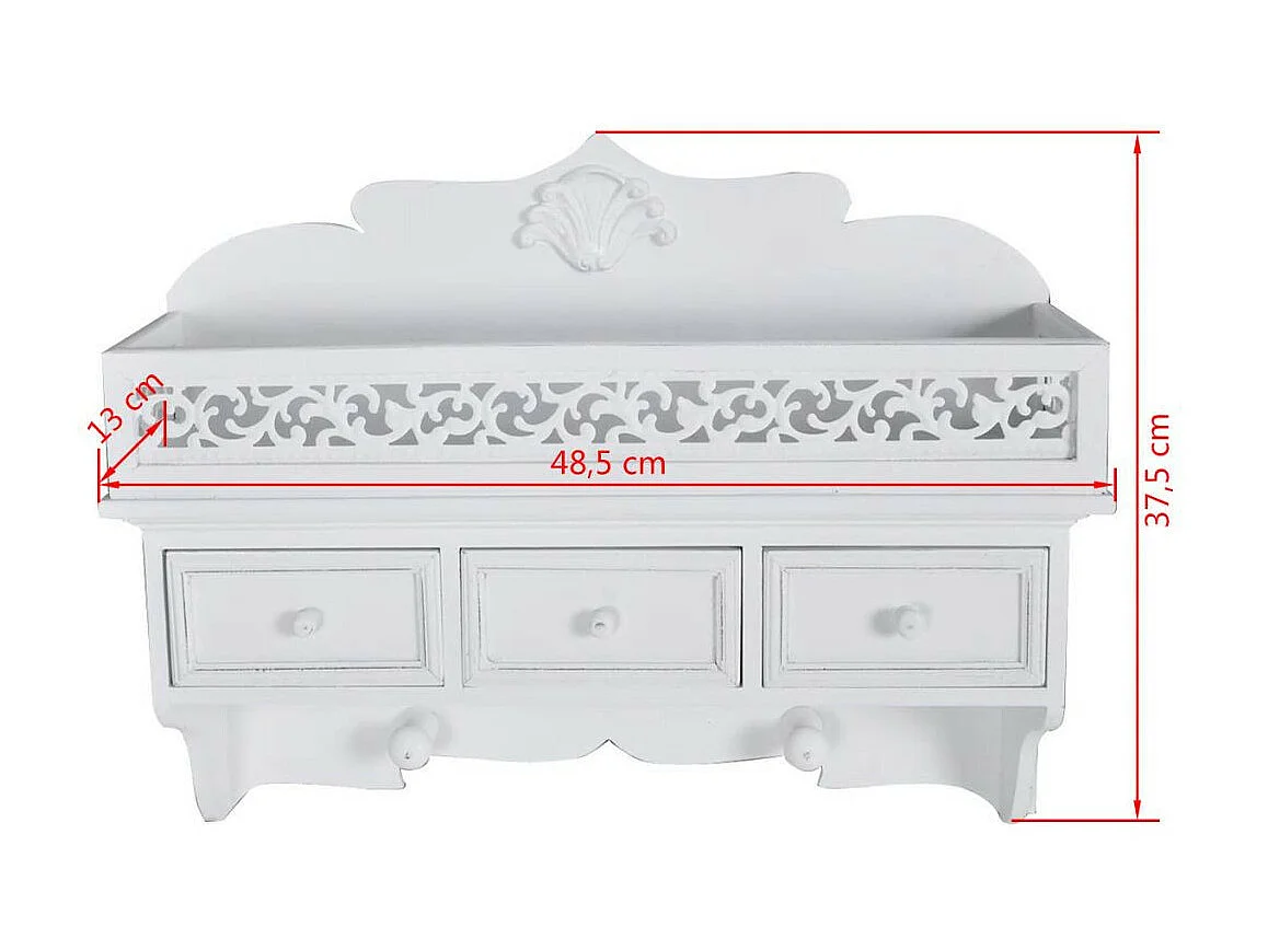 Étagère murale avec 3 tiroirs 2 crochets