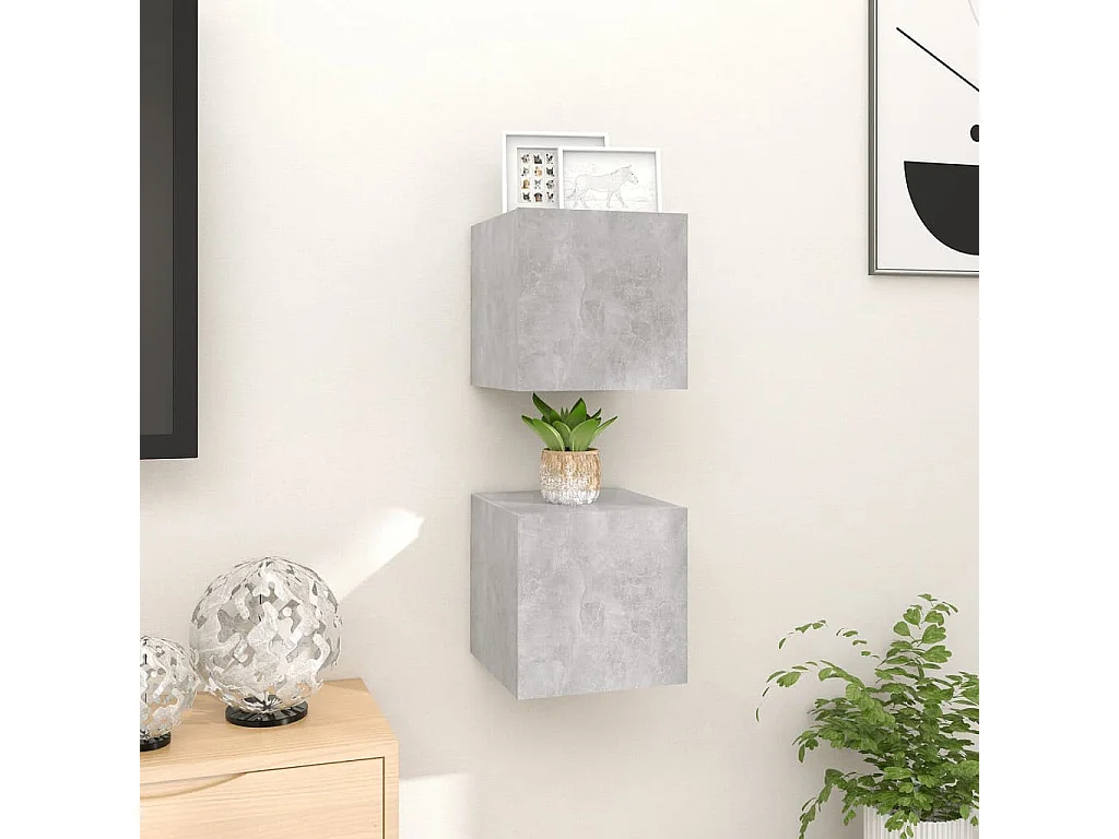 Étagère murale 2 pcs Gris béton 30,5x30x30