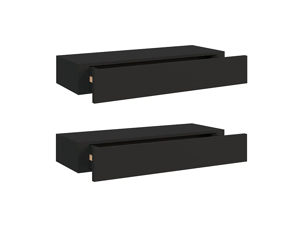 Étagères à tiroirs murales 2 pcs Noir 60x23,5x10 MDF