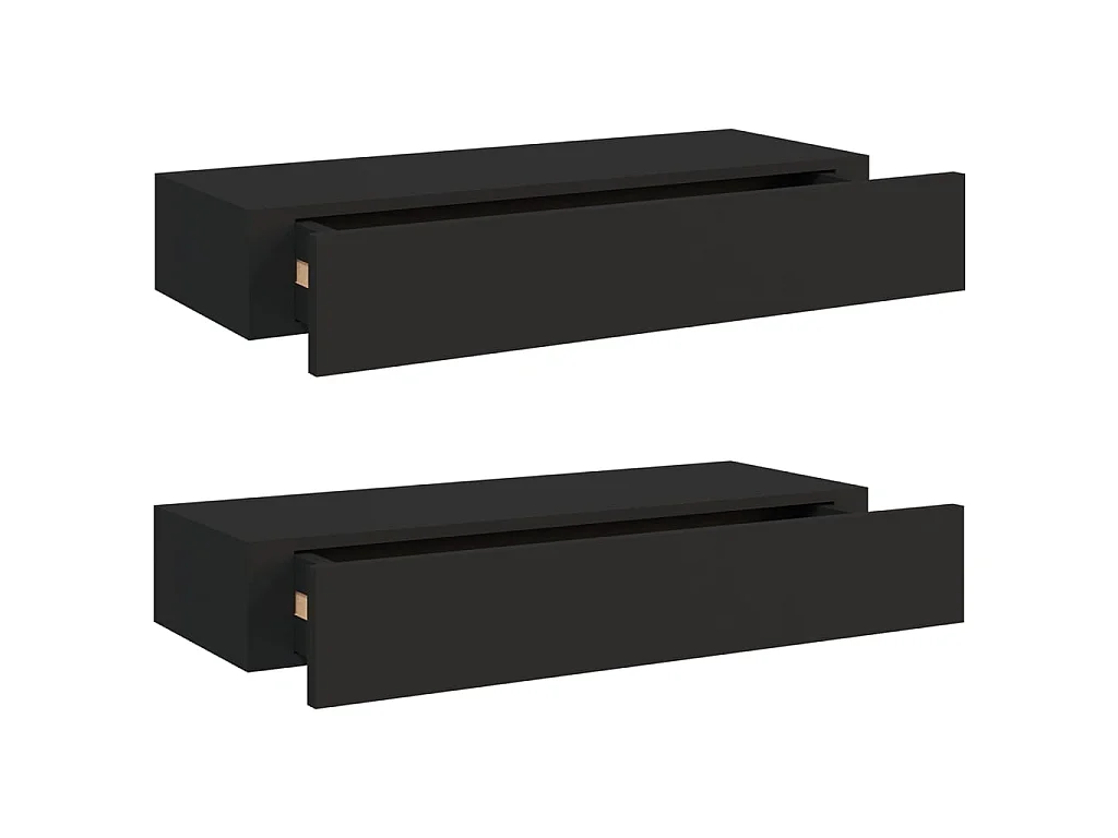 Étagères à tiroirs murales 2 pcs Noir 60x23,5x10 MDF