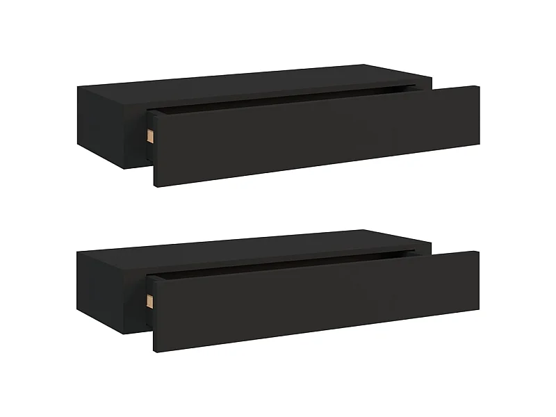 Étagères à tiroirs murales 2 pcs Noir 60x23,5x10 MDF