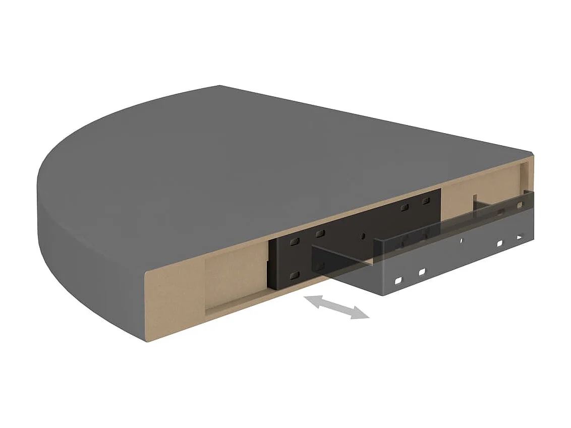 Étagères d'angle flottantes 4 pcs Gris brillant 35x35x3,8 MDF