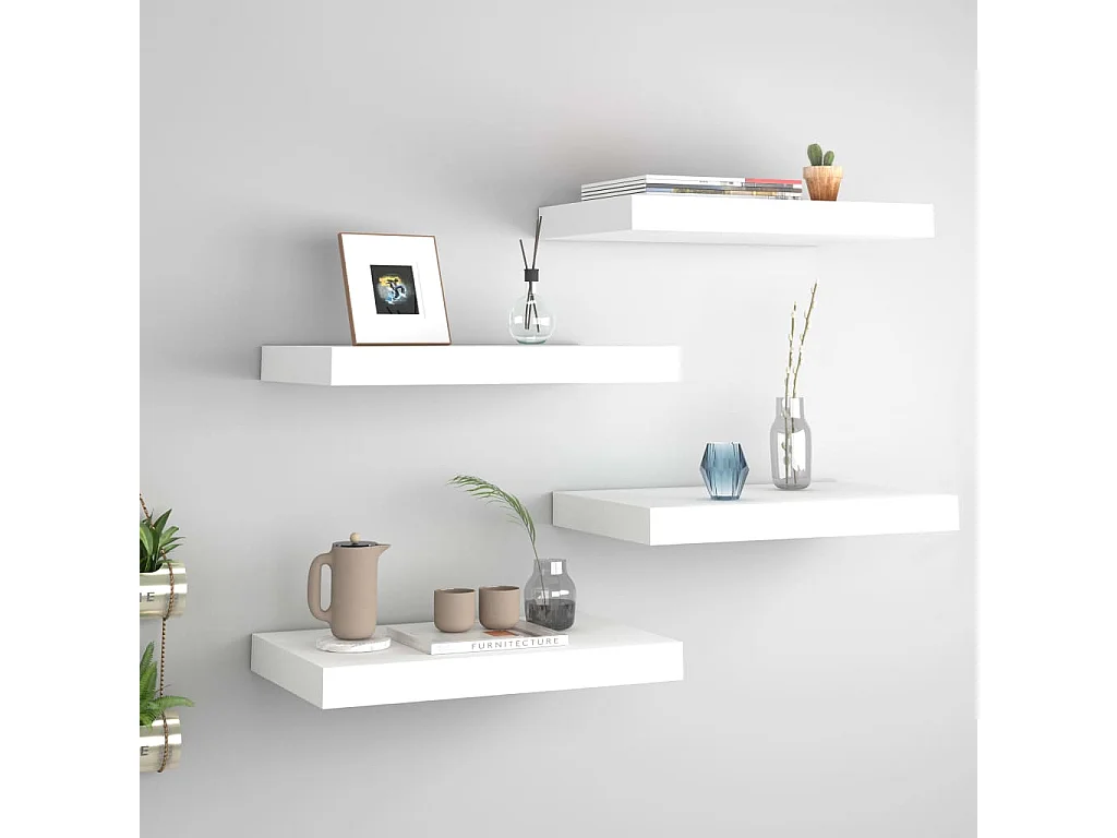 Étagères murales flottantes 4 pcs Blanc 40x23x3,8 MDF