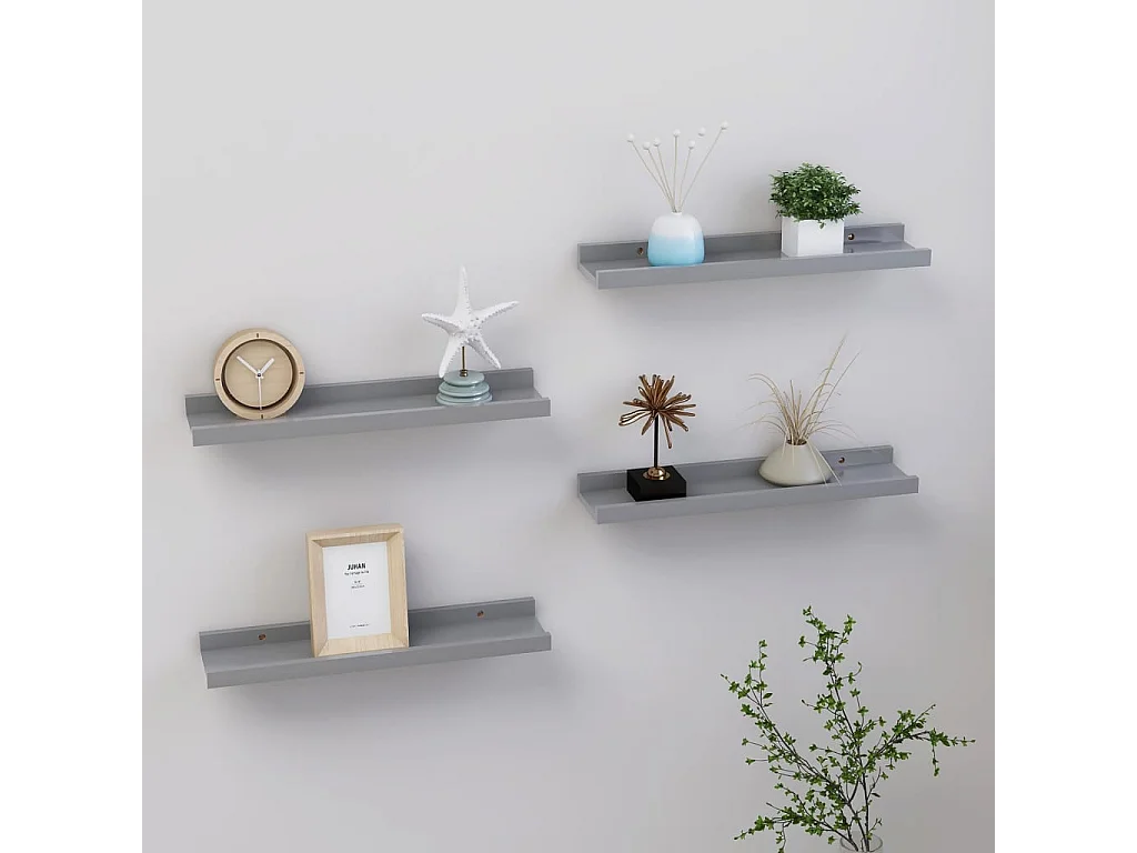 Étagères murales 4 pcs Gris 40x9x3