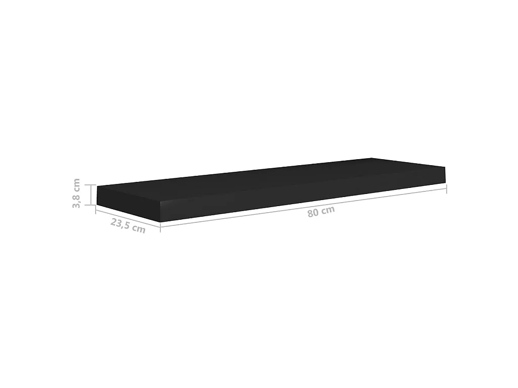 Étagères murales flottantes 4 pcs Noir 80x23,5x3,8 MDF