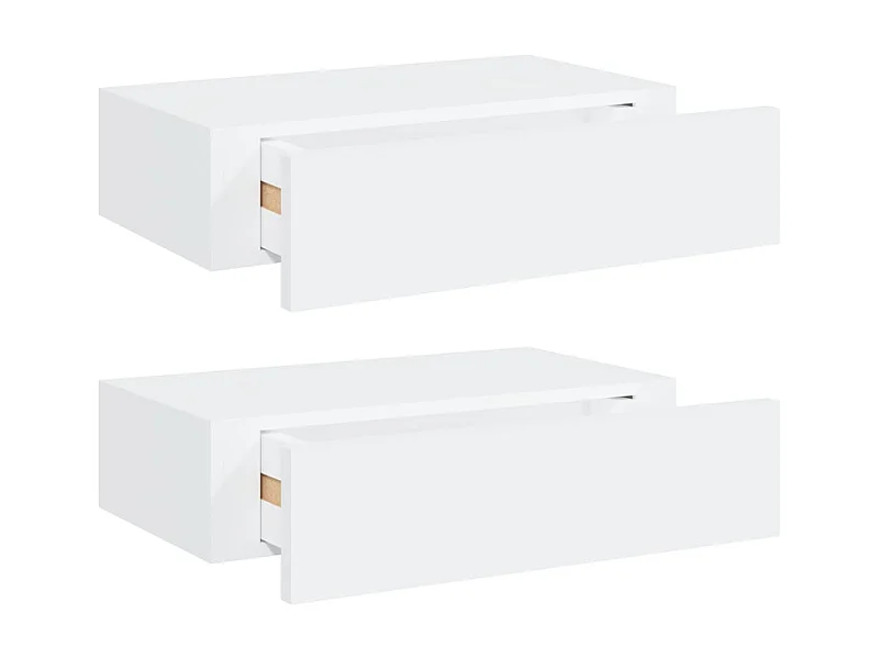Étagères à tiroirs murales 2 pcs Blanc 40x23,5x10 MDF
