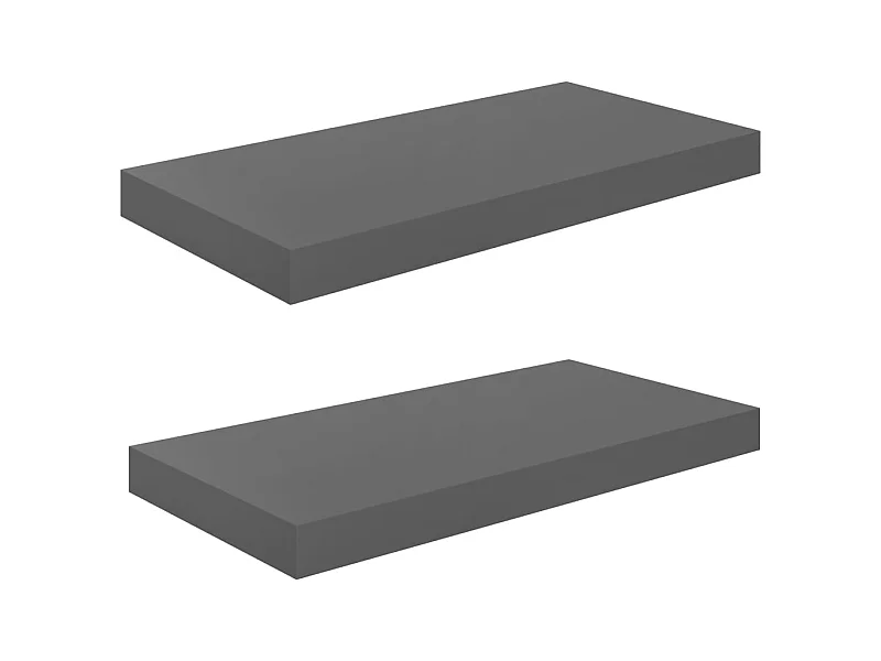 Étagère murale flottante 2 pcs Gris brillant 50x23x3,8 MDF