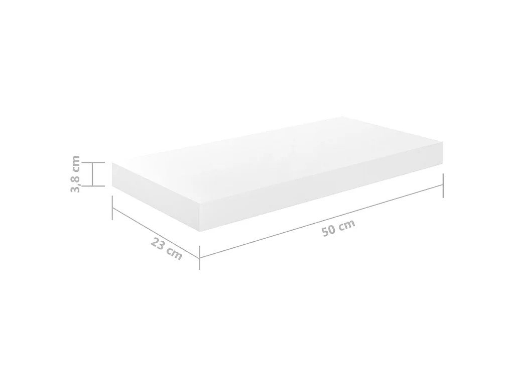 Étagère murale flottante Blanc brillant 50x23x3,8 MDF