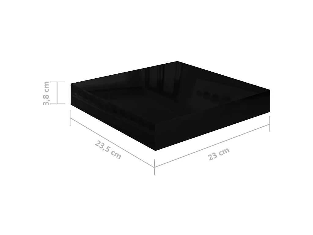 Étagère murale flottante 2 pcs Noir brillant 23x23,5x3,8 MDF