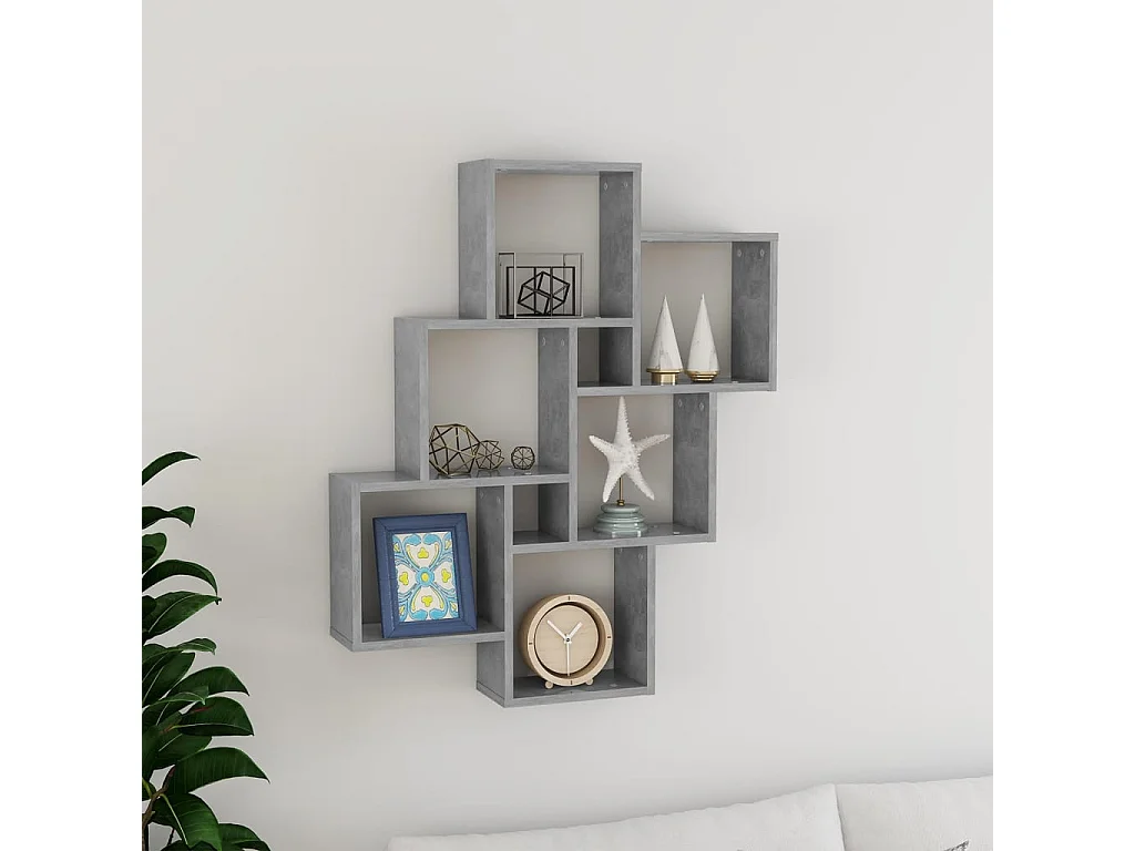 Étagère cube murale Gris béton 78x15x93