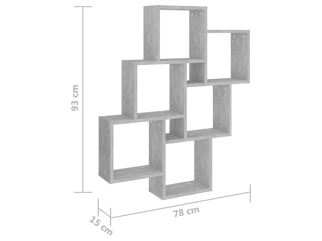 Étagère cube murale Gris béton 78x15x93