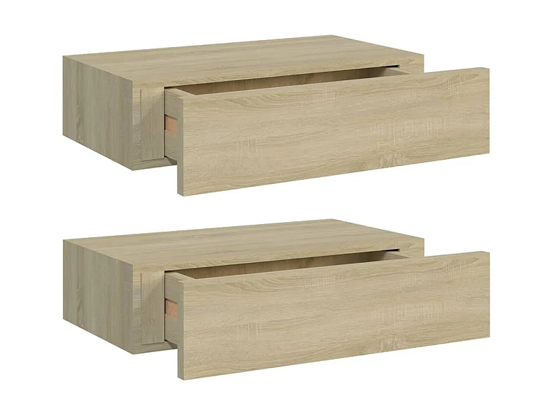Étagères à tiroirs murales 2 pcs Chêne 40x23,5x10 MDF