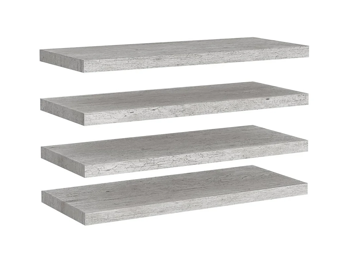 Étagères murales flottantes 4 pcs Gris béton 80x23,5x3,8 MDF