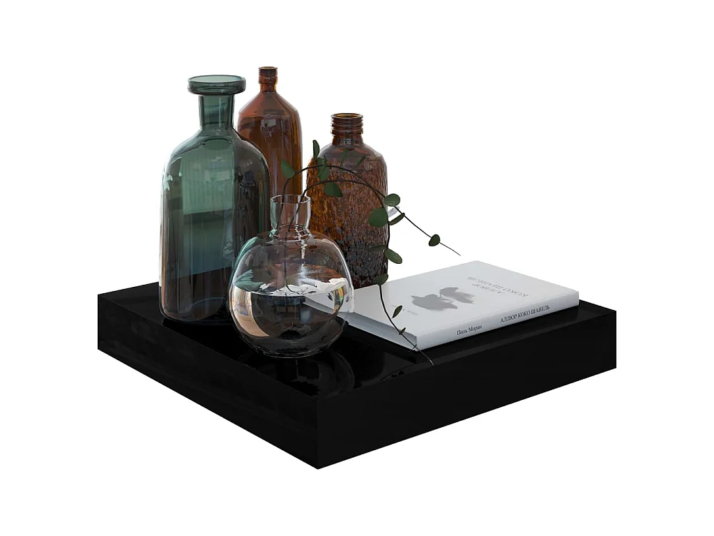 Étagère murale flottante Noir brillant 23x23,5x3,8 MDF
