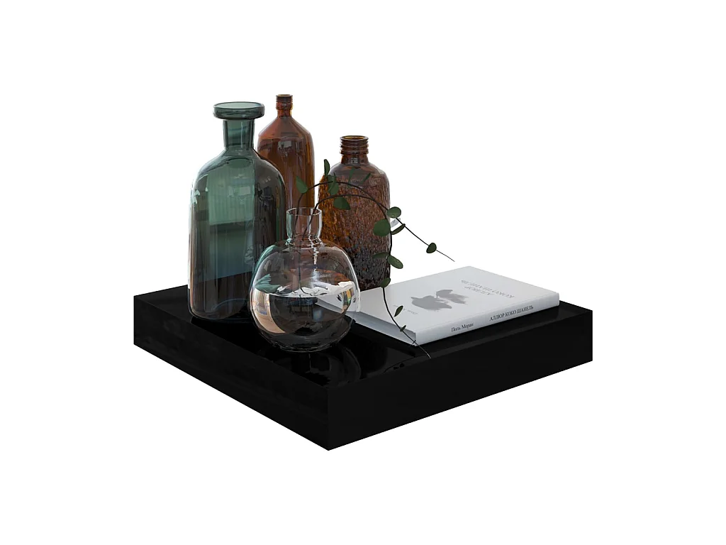 Étagère murale flottante Noir brillant 23x23,5x3,8 MDF