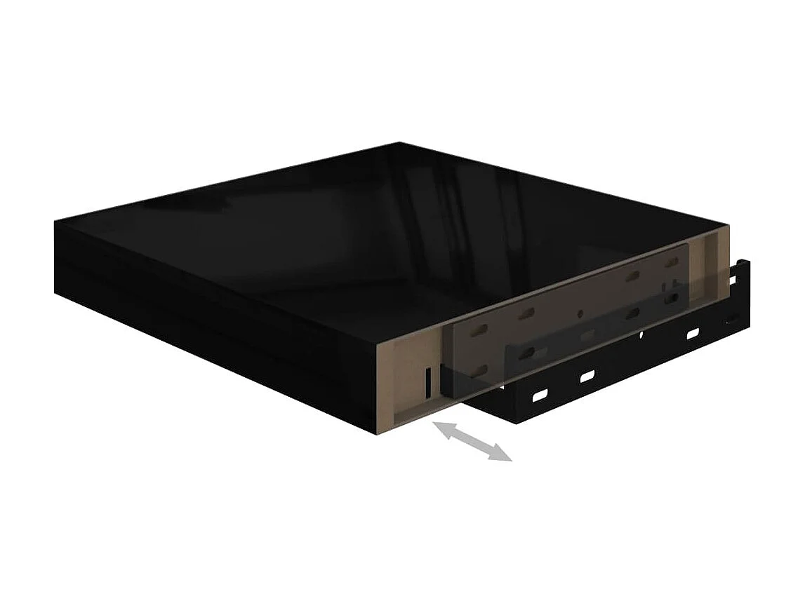 Étagère murale flottante Noir brillant 23x23,5x3,8 MDF