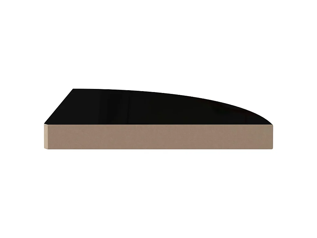 Étagères d'angle flottantes 2 pcs Noir brillant 35x35x3,8 MDF