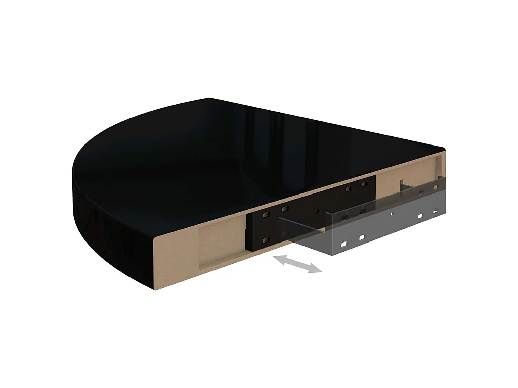 Étagères d'angle flottantes 2 pcs Noir brillant 35x35x3,8 MDF