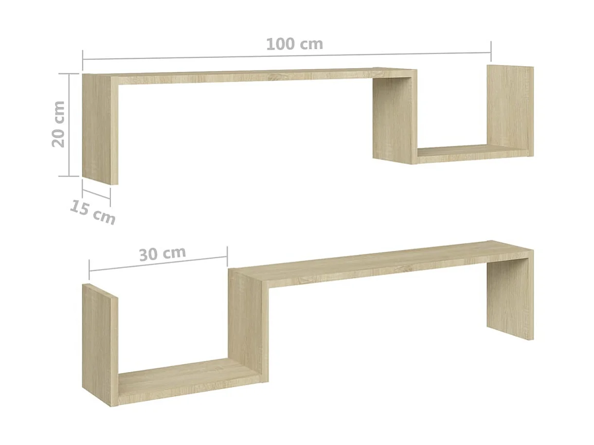 Étagères murales 2 pcs Chêne sonoma 100x15x20