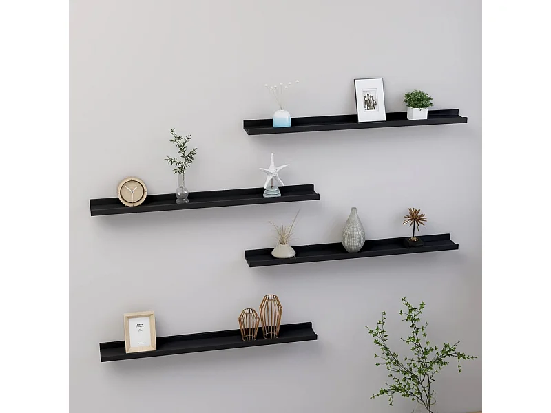 Étagères murales 4 pcs Noir 80x9x3