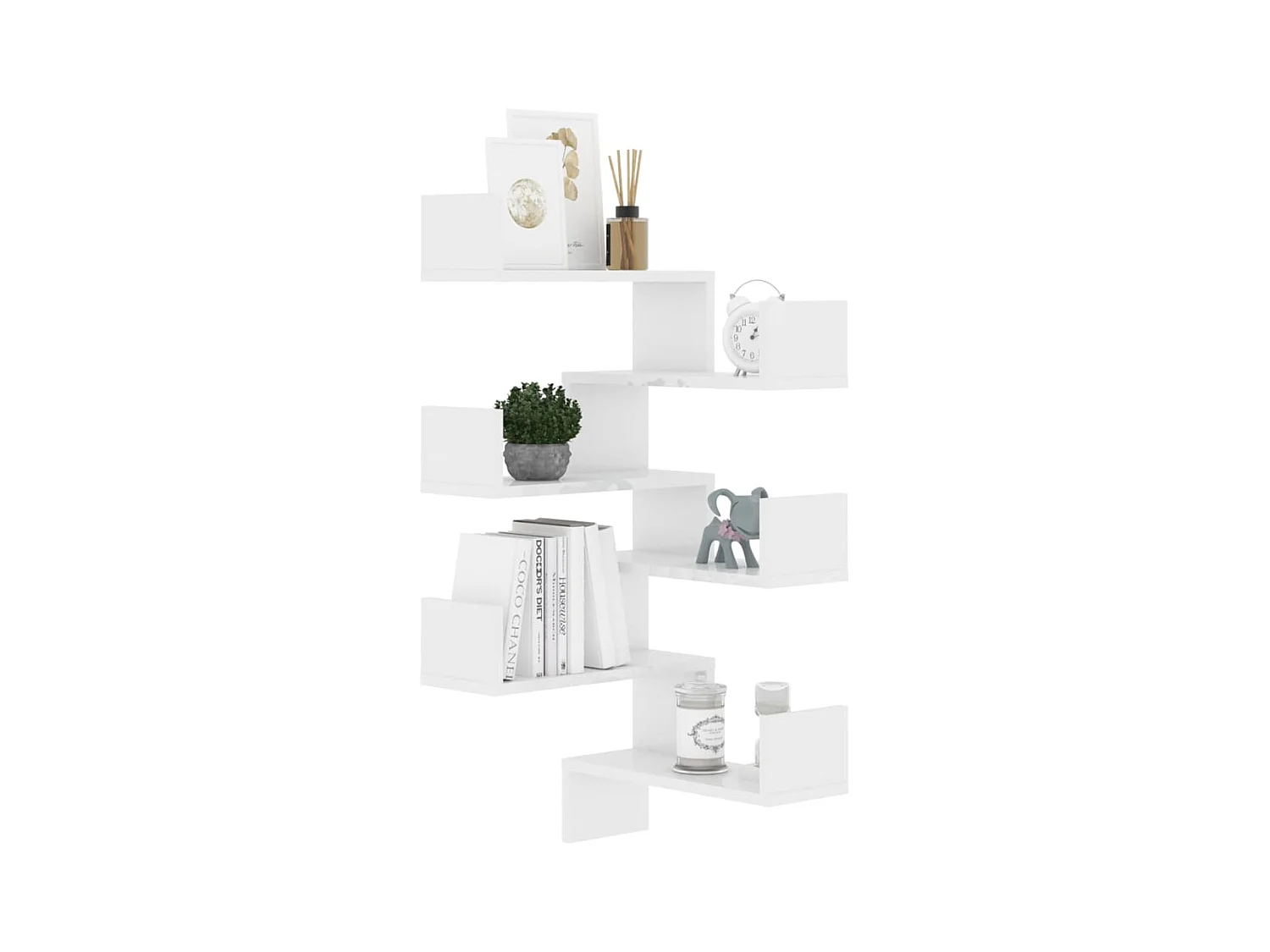 Étagère murale d'angle 2pcs Blanc brillant 40x40x50