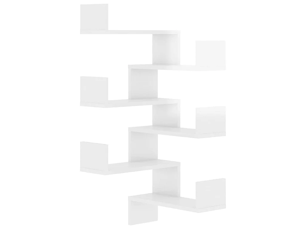 Étagère murale d'angle 2pcs Blanc brillant 40x40x50