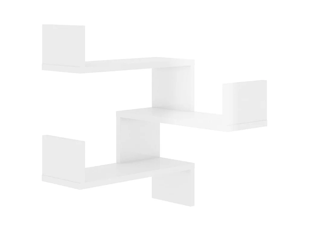 Étagère murale d'angle 2pcs Blanc brillant 40x40x50