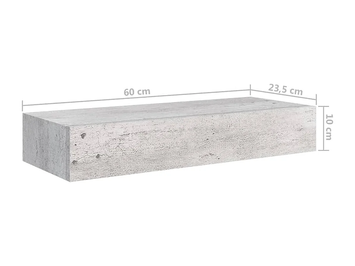 Étagères à tiroir murales 2 pcs Gris béton 60x23,5x10 MDF